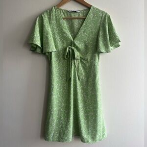 Zara Green Floral Dress Sz Small | Cottagecore | Spring Summer Dress
